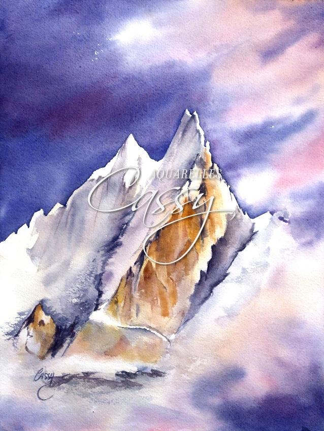 Les Drus sous la neige (41 cm X 31 cm)